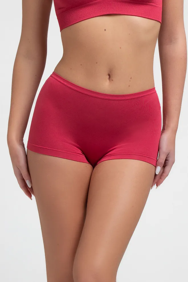 Женские трусы-шорты бесшовные BOXER BRIEFS COLOR Giulia (winterberry), красный