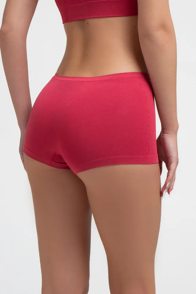 Женские трусы-шорты бесшовные BOXER BRIEFS COLOR Giulia (winterberry), красный