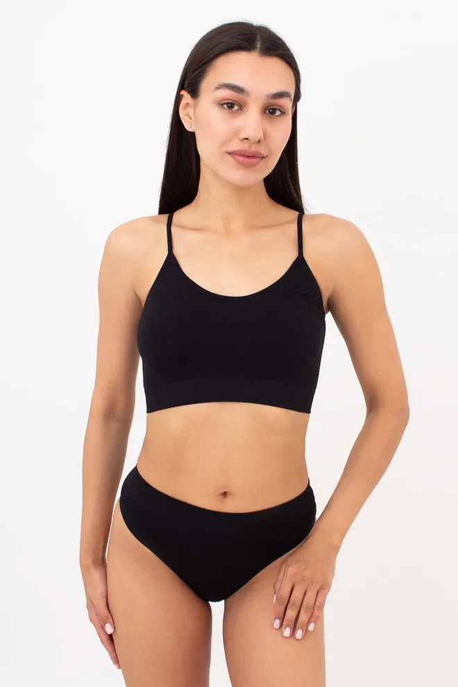 Трусики бразилиана с фактурным узором косичка BRASILIAN BRIEFS BRAID Giulia (black), черный