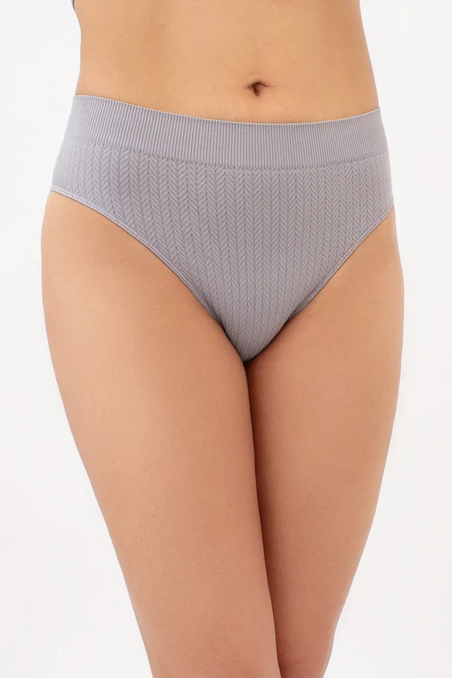 Трусики бразилиана с фактурным узором косичка BRASILIAN BRIEFS BRAID Giulia (griffin), серый