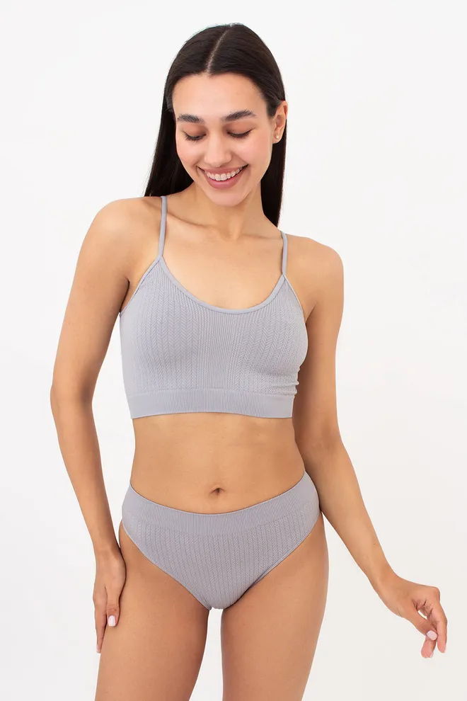 Трусики бразилиана с фактурным узором косичка BRASILIAN BRIEFS BRAID Giulia (griffin), серый