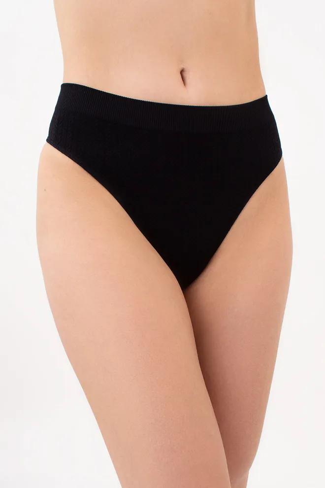 Трусики стринги с фактурным узором косичка STRING BRIEFS BRAID Giulia (black), черный