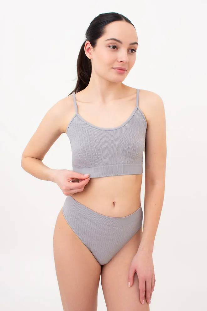 Трусики стринги с фактурным узором косичка STRING BRIEFS BRAID Giulia (griffin), серый