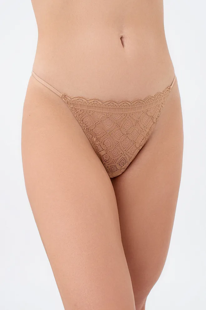 Трусики стринги из кружева MIA 2112/31 Giulia (macchiato), бежевый