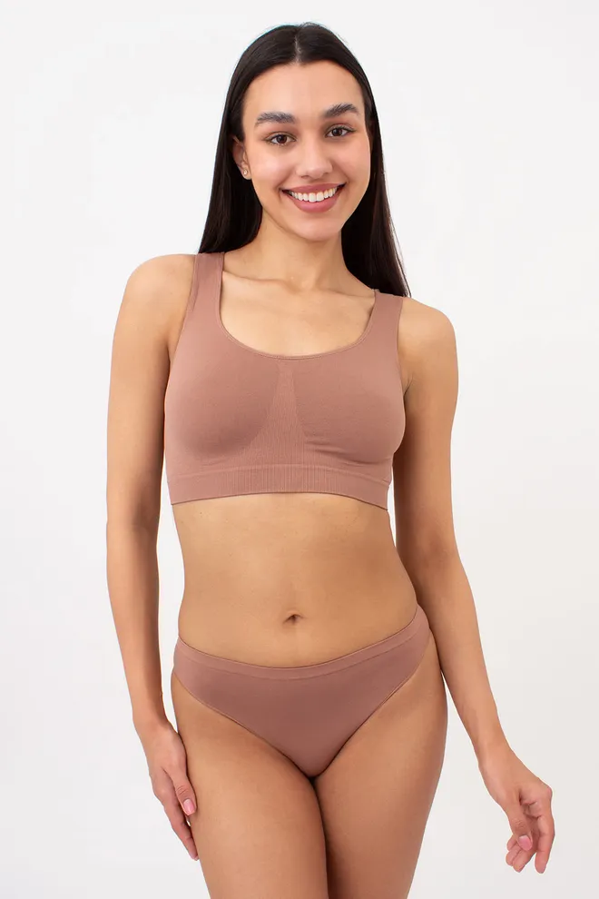 Женские бесшовные трусики бразилиана BRASILIAN BRIEFS COLOR Giulia (mokko), коричневый