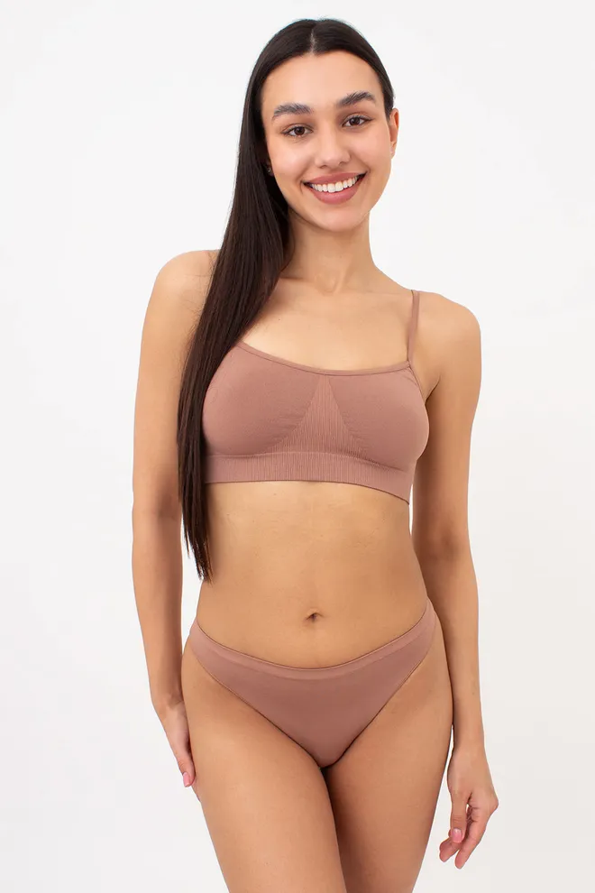 Женские бесшовные трусики стринги STRING BRIEFS COLOR Giulia (mokko), коричневый