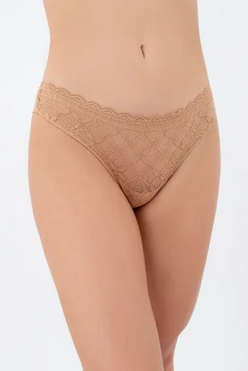 Женские трусики бразилиана из кружева и микрофибры TIFFANY 2226/36 Giulia (macchiato), бежевый