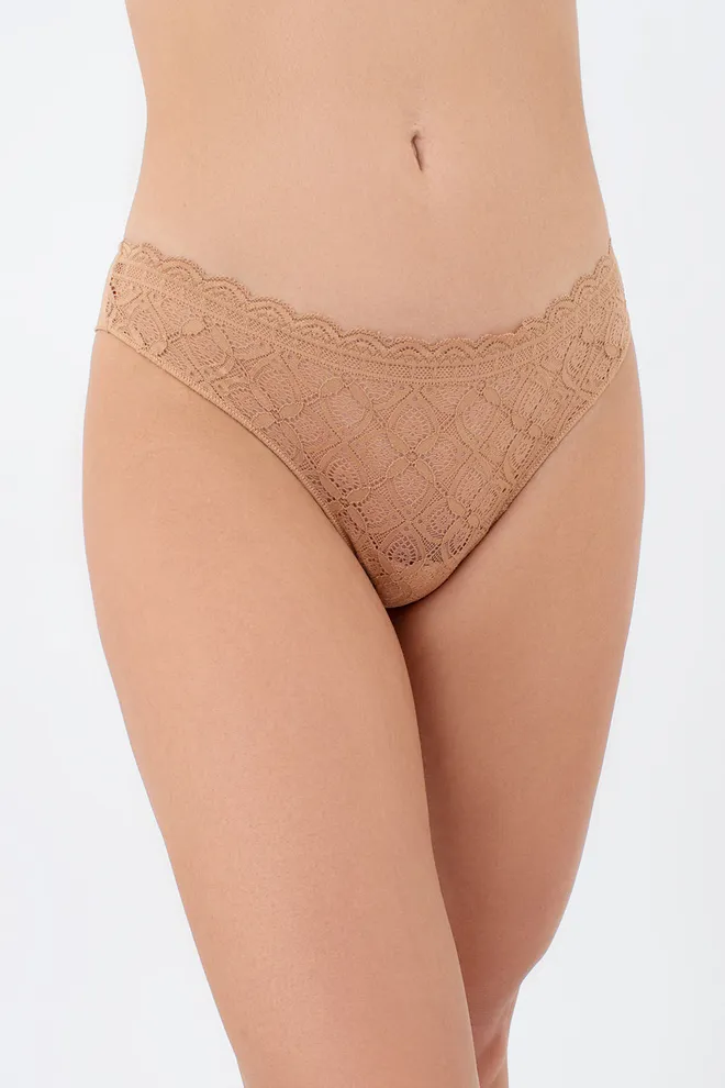 Женские трусики бразилиана из кружева и микрофибры TIFFANY 2226/36 Giulia (macchiato), бежевый