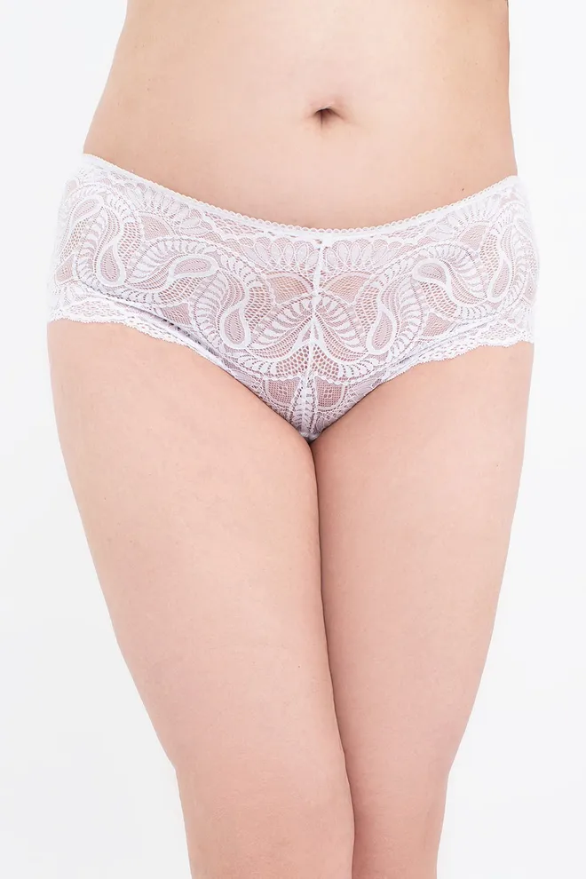 Трусики слип из кружева и хлопка больших размеров GRACE 2315/35 Giulia (white), белый
