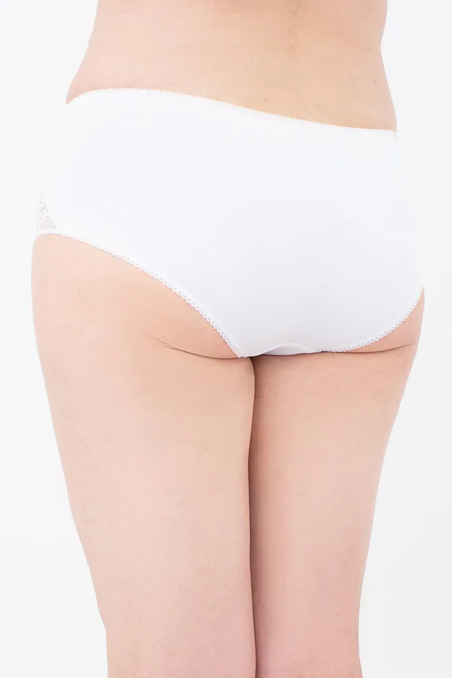 Трусики слип из кружева и хлопка больших размеров GRACE 2315/35 Giulia (white), белый