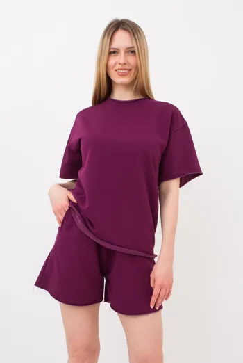 Комплект футболка и шорты хлопковые STREET STYLE 6124/160 Giulia (magenta purple), фиолетовый