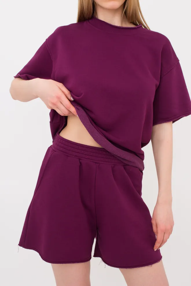 Комплект футболка и шорты хлопковые STREET STYLE 6124/160 Giulia (magenta purple), фиолетовый