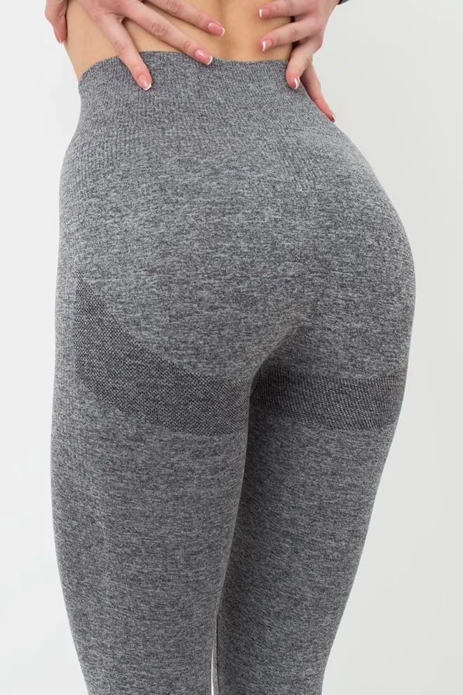 Термолеггинсы с моделирующей вставкой в рубчик THERMO LEGGINGS MELANGE Giulia (nero (1)), серый