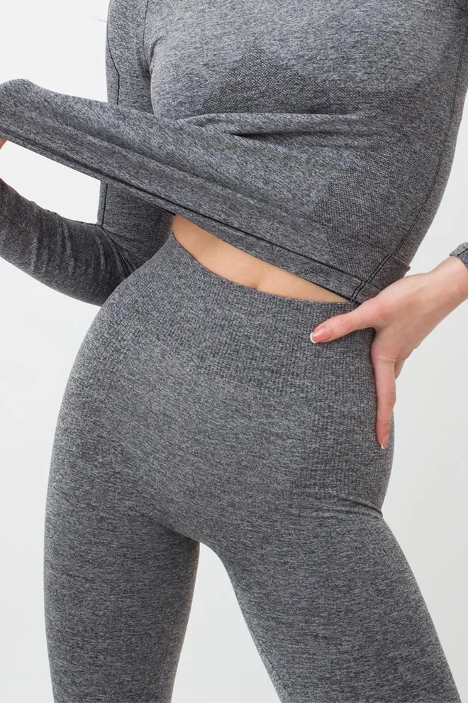 Термолеггинсы с моделирующей вставкой в рубчик THERMO LEGGINGS MELANGE Giulia (nero (1)), серый